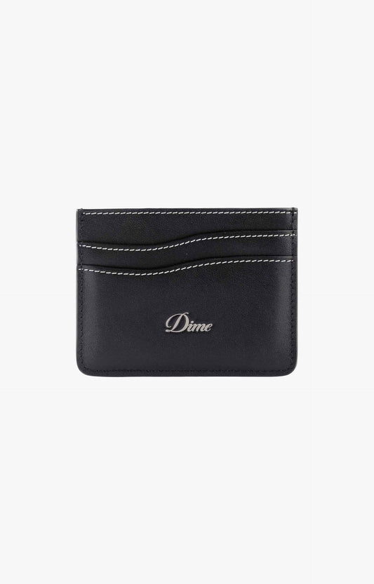 Dime Cursive Cardholder, Black Leather