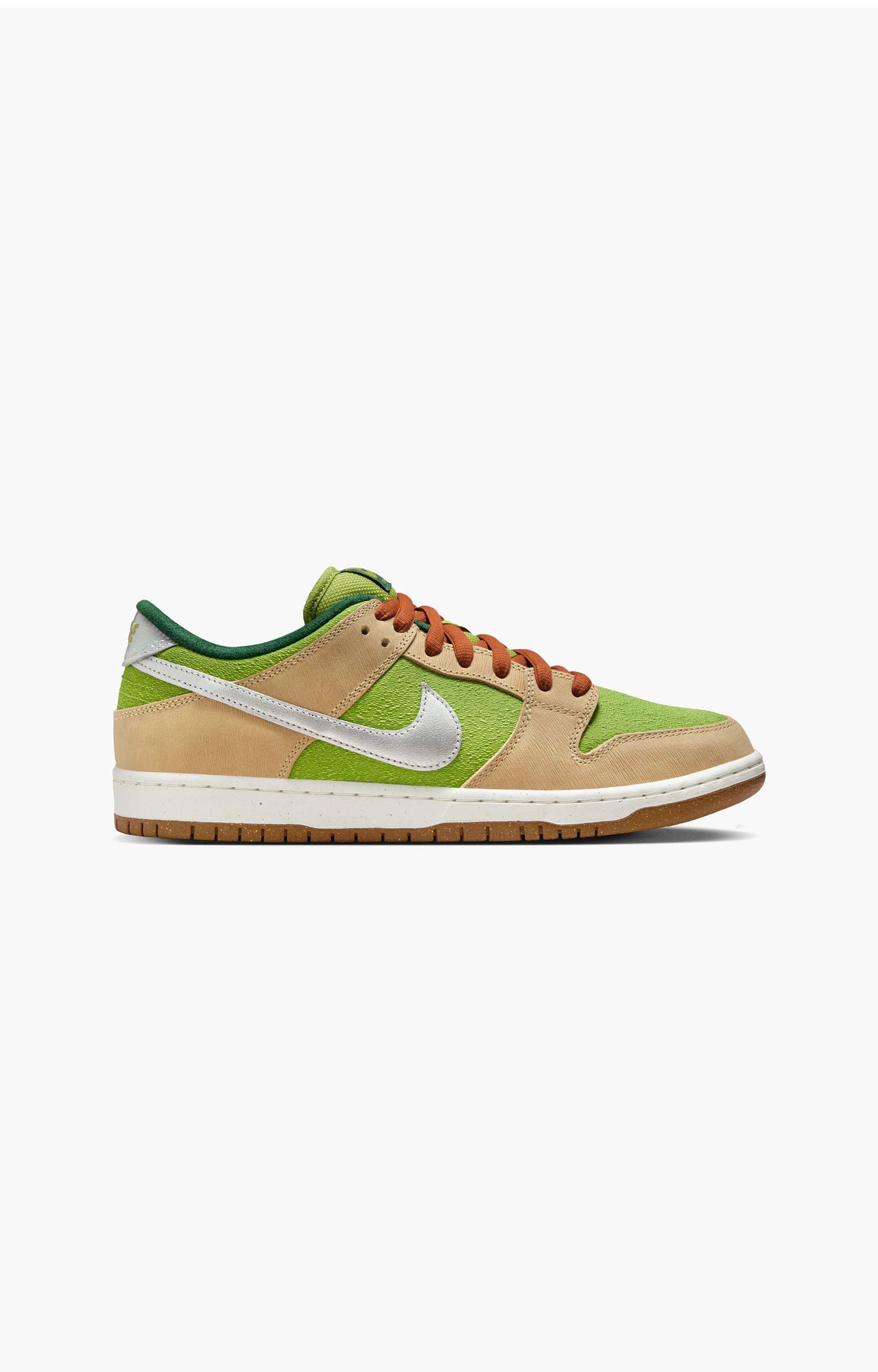 Nike SB Dunk Low Pro Premium Shoe, Metallic Silver/Pear/Fir