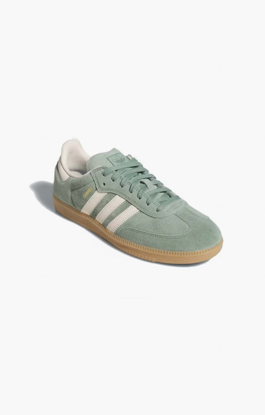 Adidas Samba Adv Shoe, Silver Green/White/Gold