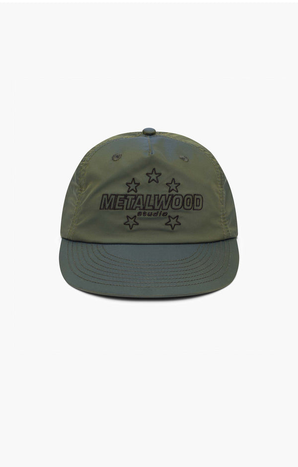 Metalwood Satin Stars 5 Panel Snapback Cap, Green