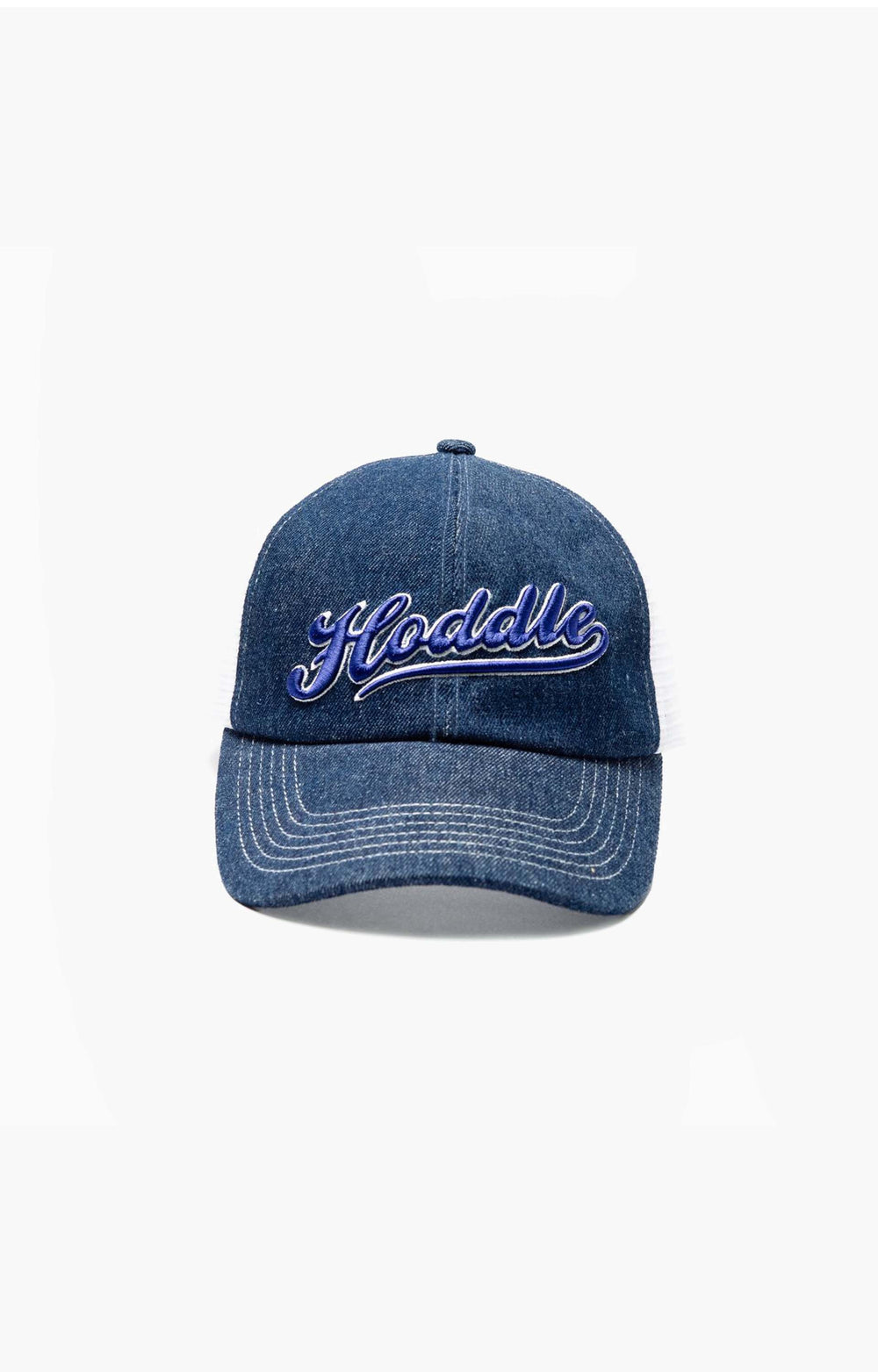 Hoddle Intarsia Trucker Hat, Indigo