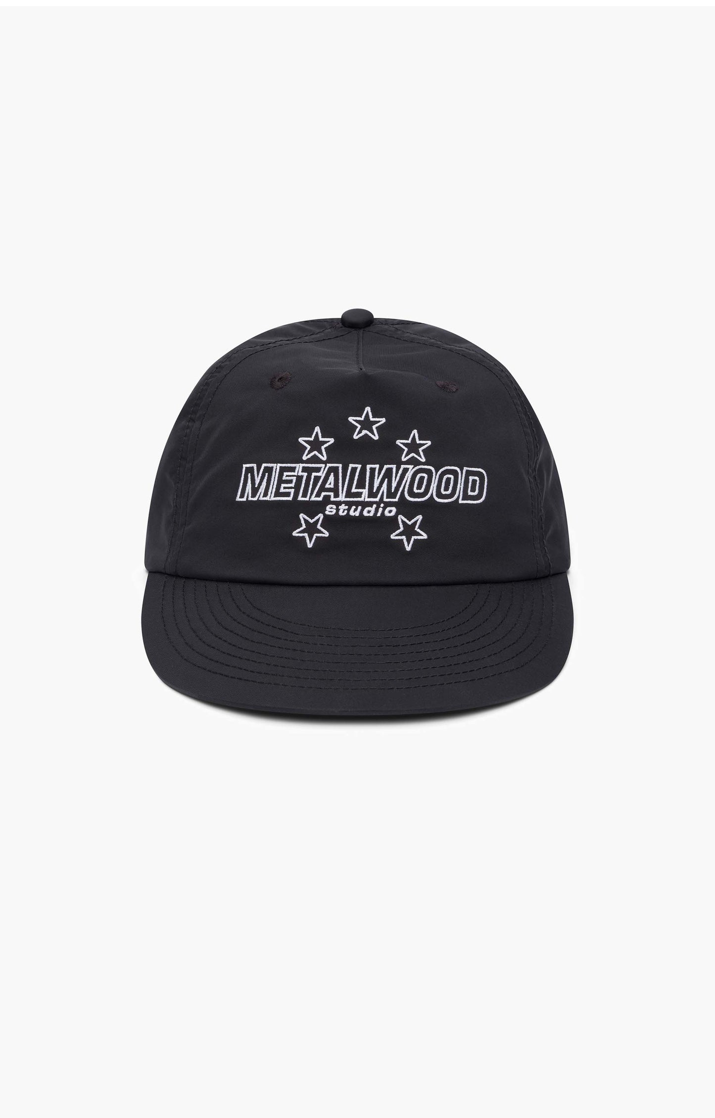 Metalwood Satin Stars 5 Panel Snapback Cap, Black