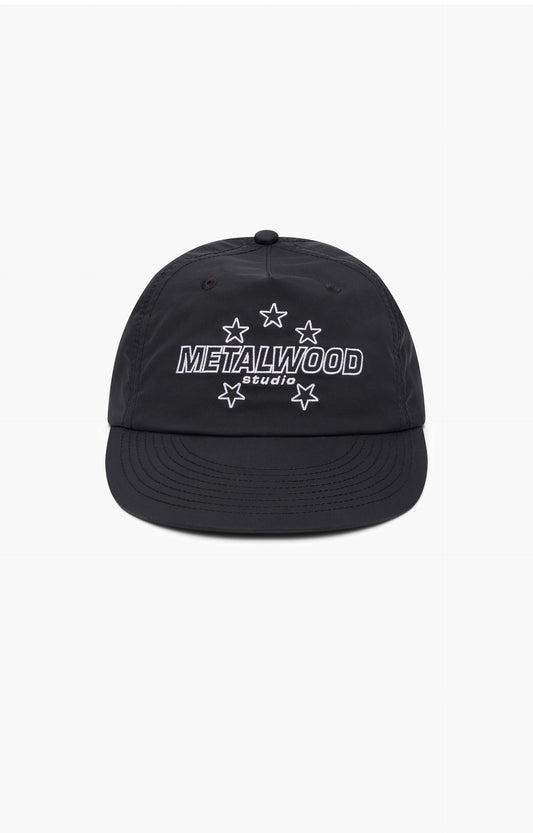 Metalwood Satin Stars 5 Panel Snapback Cap, Black