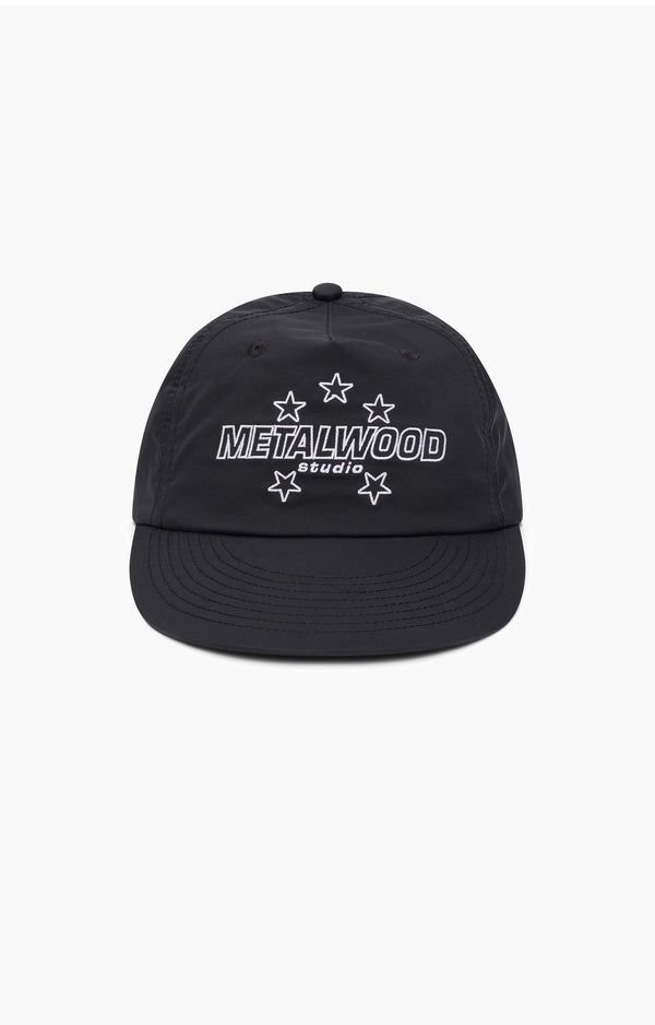 Metalwood Satin Stars 5 Panel Snapback Cap, Black