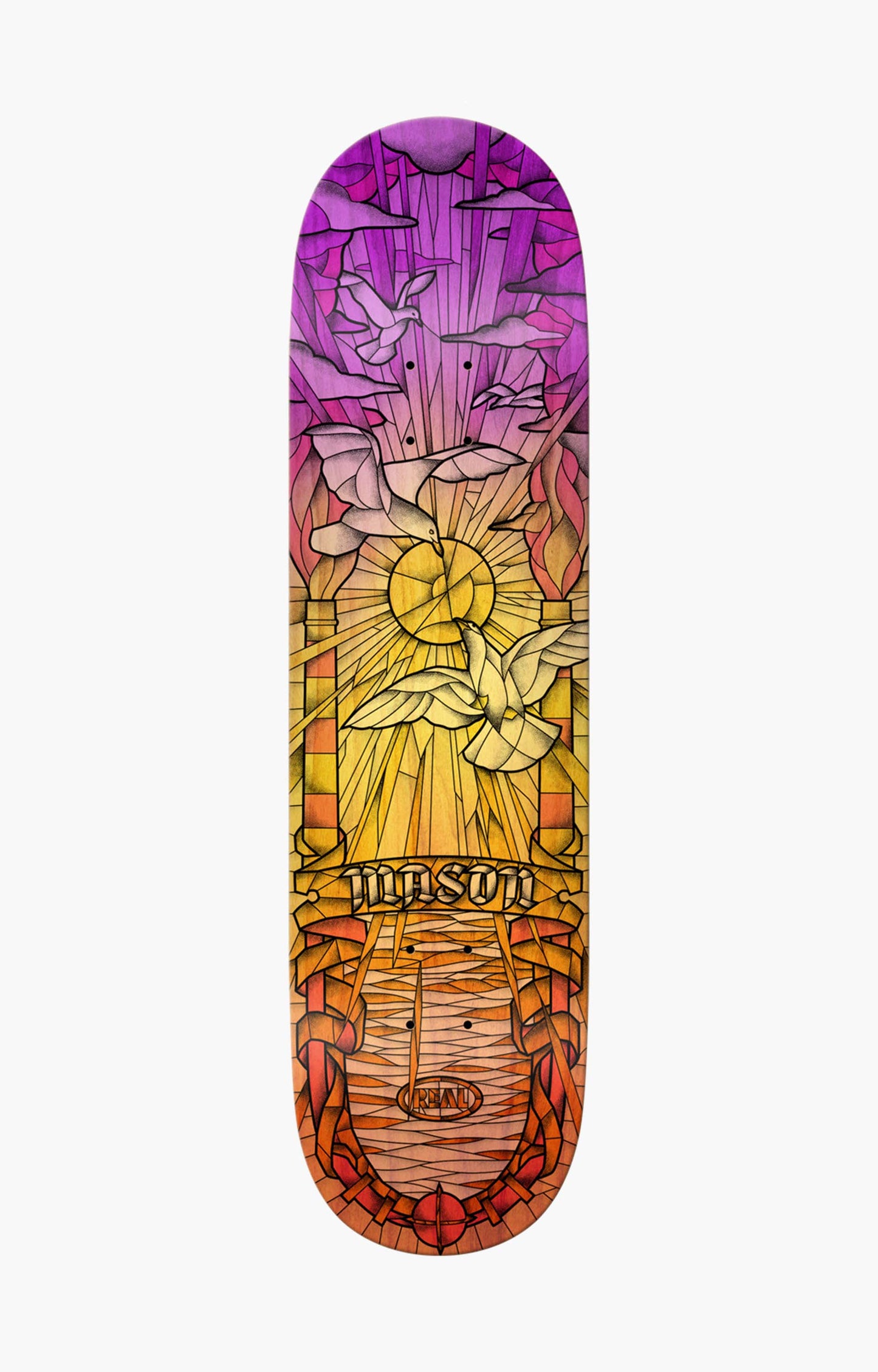 Real Mason Chrome Cathedral Skateboard Deck, 8.38"