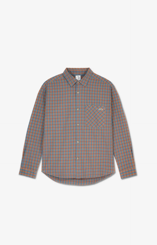 Polar Skate Co Mitchell Longsleeve Shirt, Blue/Rust