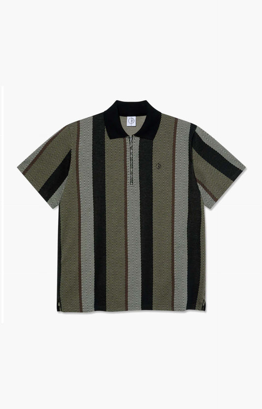 Polar Skate Co Jacques Herringbone Polo Shirt, Khaki Green