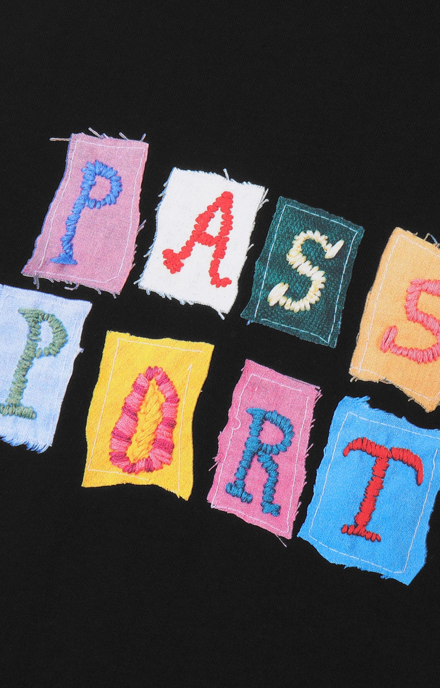 Pass~Port Patchwork T-Shirt, Black