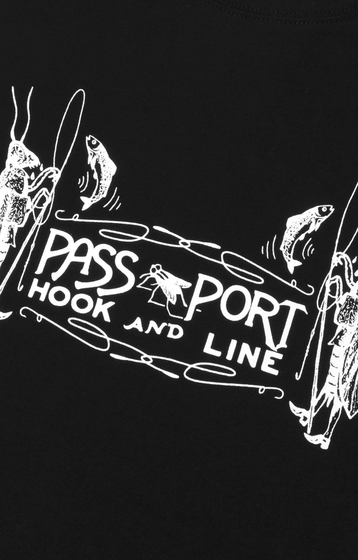 Pass~Port Hook & Line T-Shirt, Black