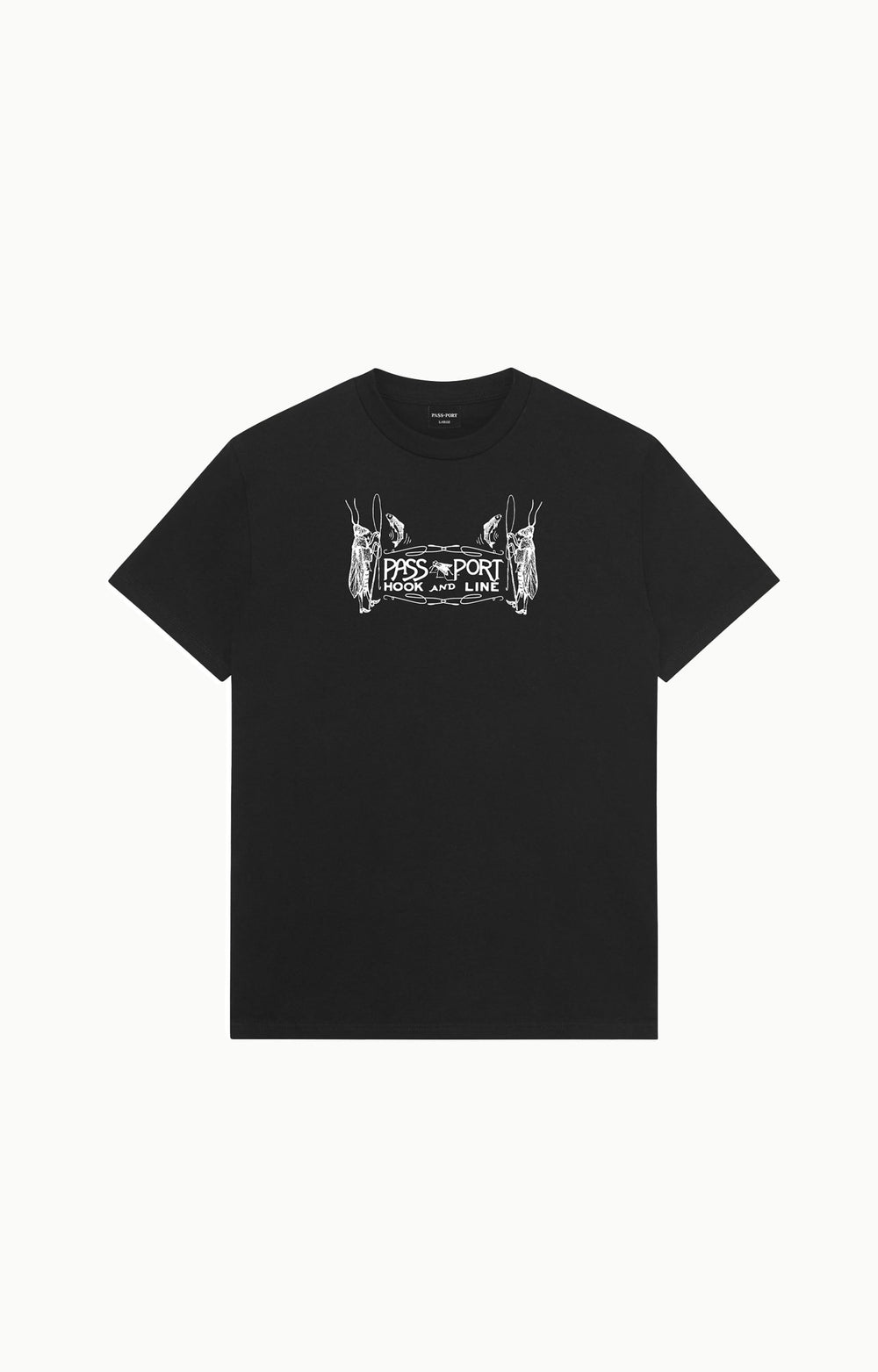 Pass~Port Hook & Line T-Shirt, Black