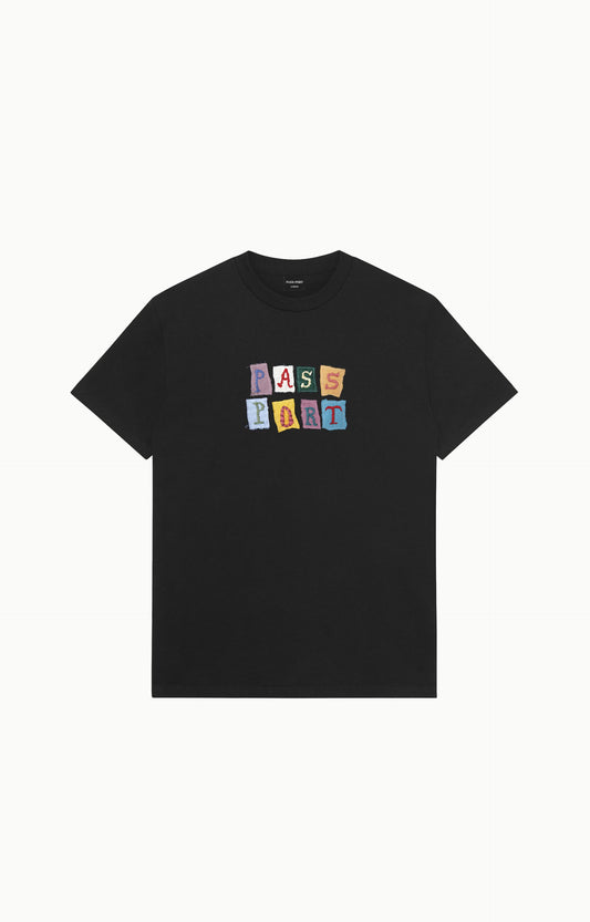 Pass~Port Patchwork T-Shirt, Black