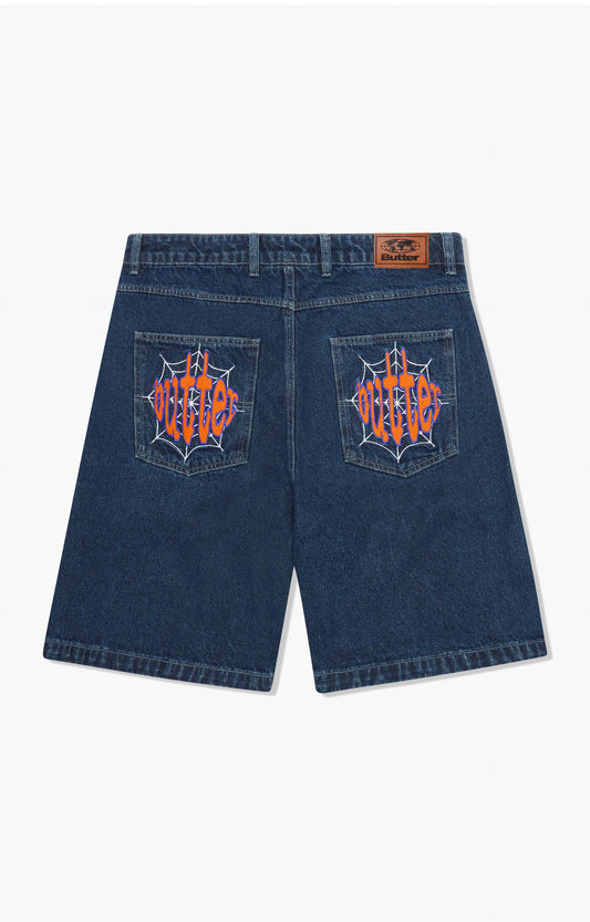 Butter Goods Spider Denim Shorts, Dark Indigo