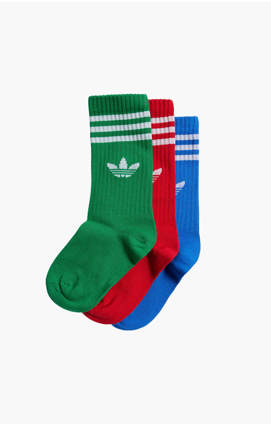 Adidas Crew Socks 3 Pairs, Red/Blue/Green