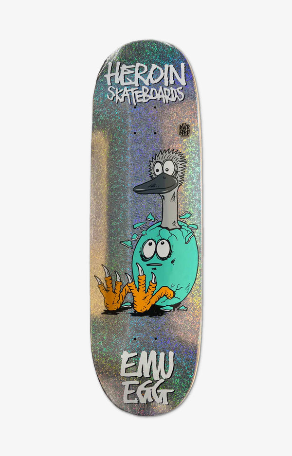 Heroin Emu Egg Holographic Symmetrical Skateboard Deck, 9.25"