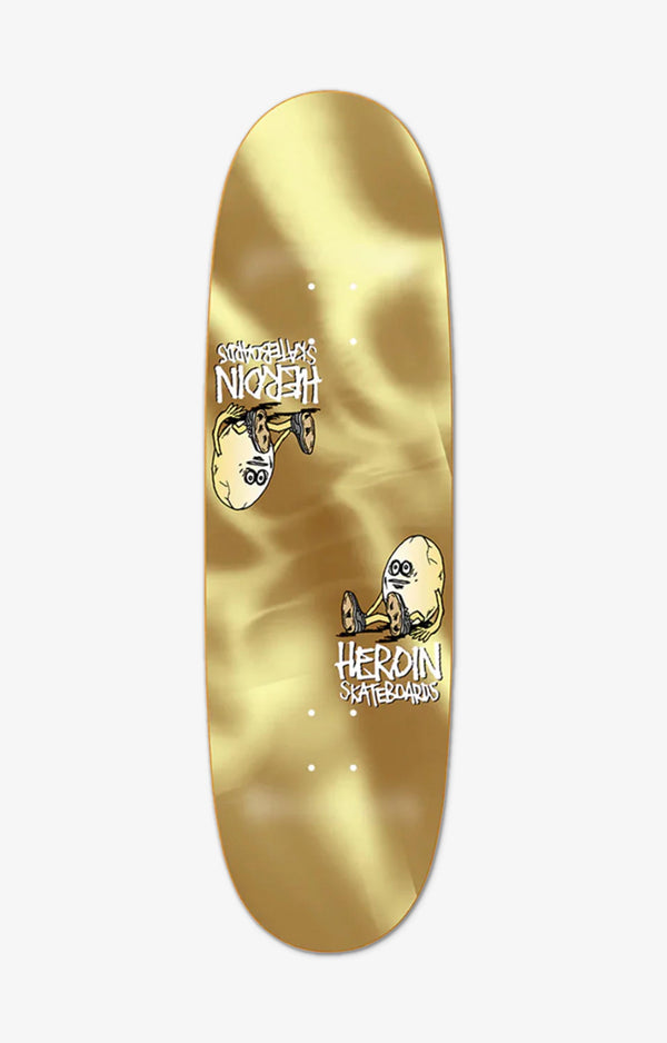 Heroin The Symmetrical Gold Egg Skateboard Deck, 9.25"