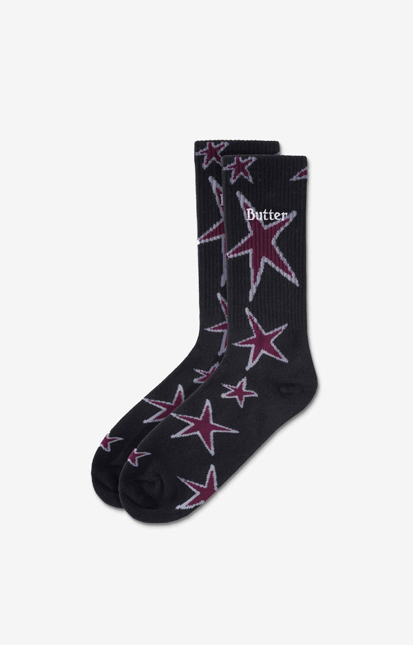 Butter Goods Star Socks, Black