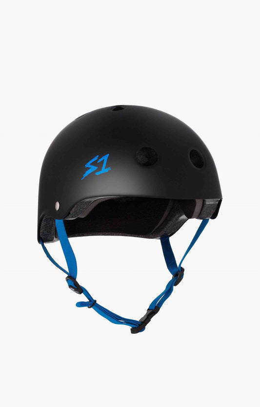 S-One Lifer Series Helmet, Black Matte/Cyan Straps