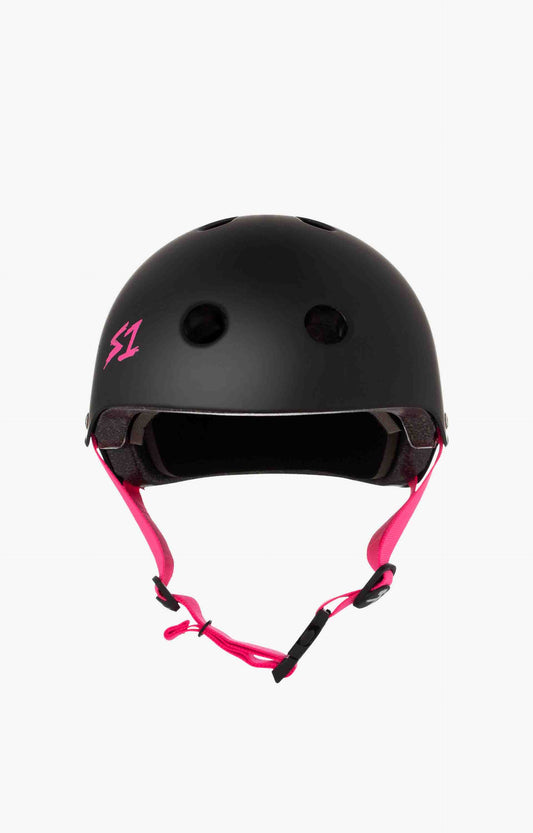 S-One Lifer Series Helmet, Black Matte/Pink Straps