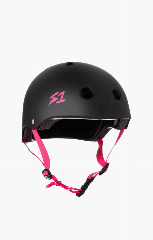 S-One Lifer Series Helmet, Black Matte/Pink Straps